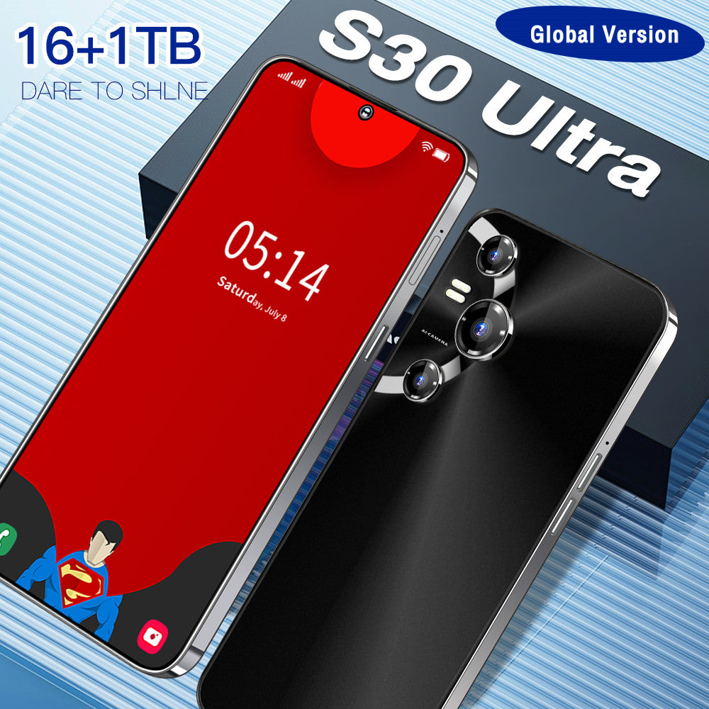 Brand New S30 Ultra Cellphones 5G Android Smartphone 8000mAh 16+1TB 7.3 Inch Face Unlock Cell Phone 50MP+108MP 4G Mobile Phones