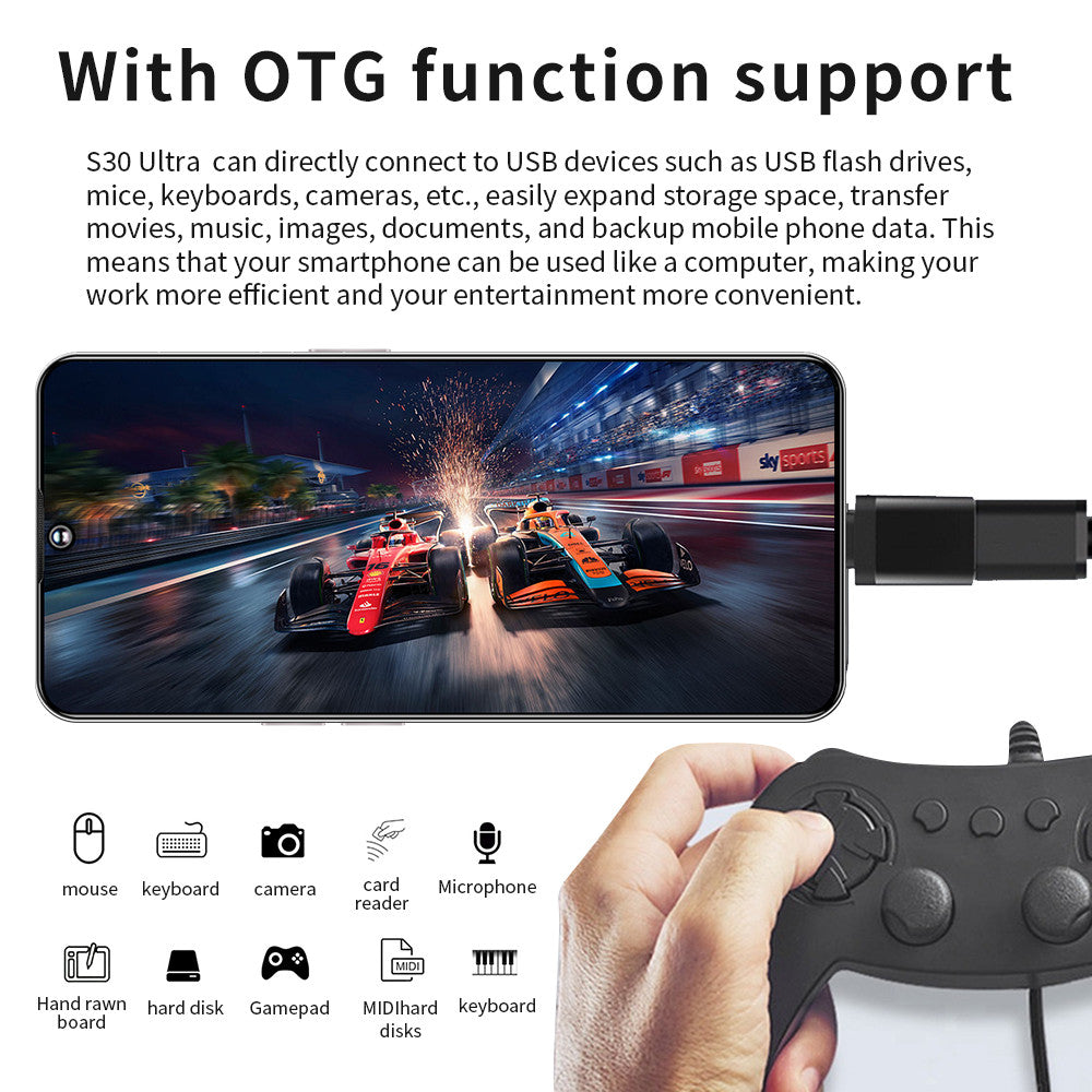 Brand New S30 Ultra Cellphones 5G Android Smartphone 8000mAh 16+1TB 7.3 Inch Face Unlock Cell Phone 50MP+108MP 4G Mobile Phones