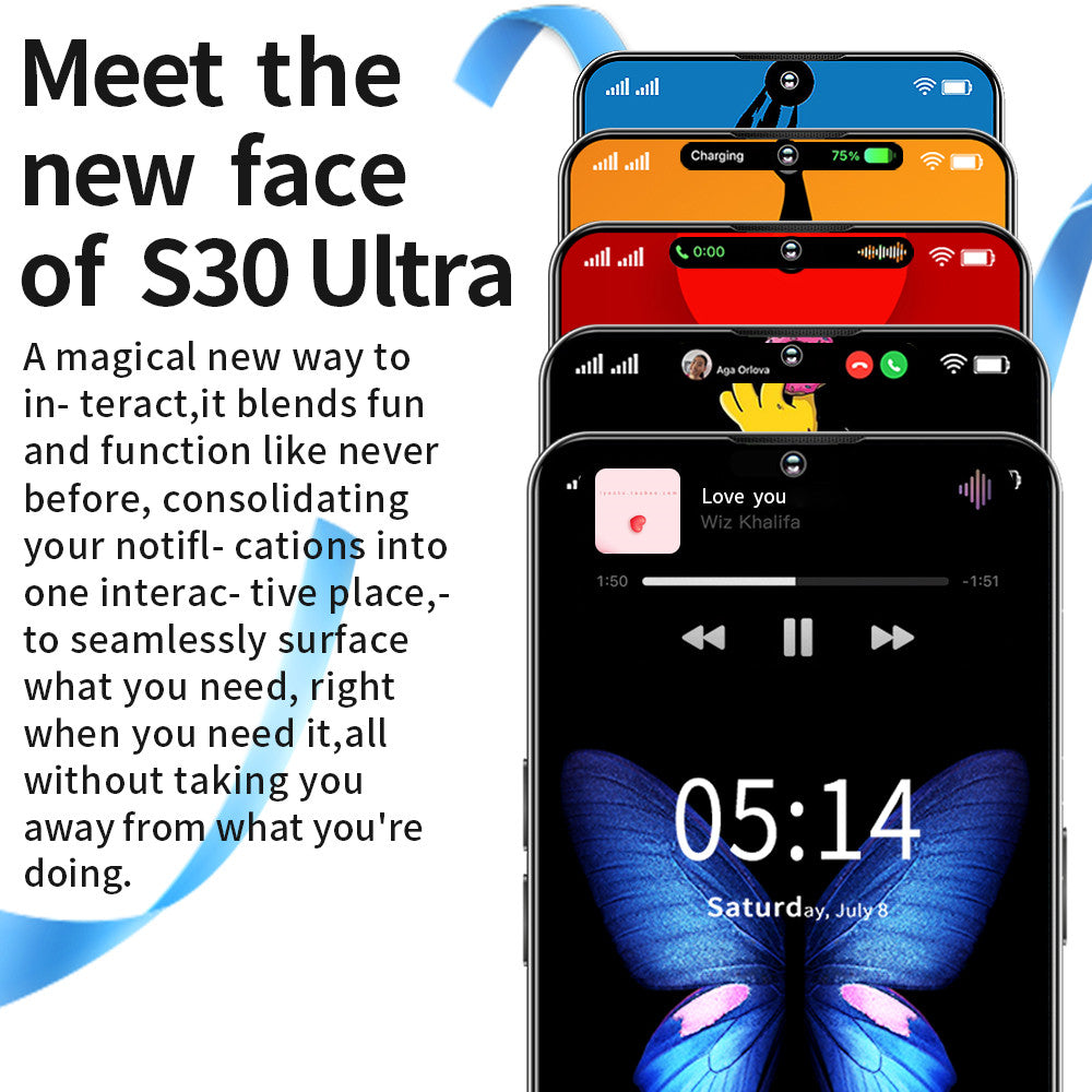 Brand New S30 Ultra Cellphones 5G Android Smartphone 8000mAh 16+1TB 7.3 Inch Face Unlock Cell Phone 50MP+108MP 4G Mobile Phones