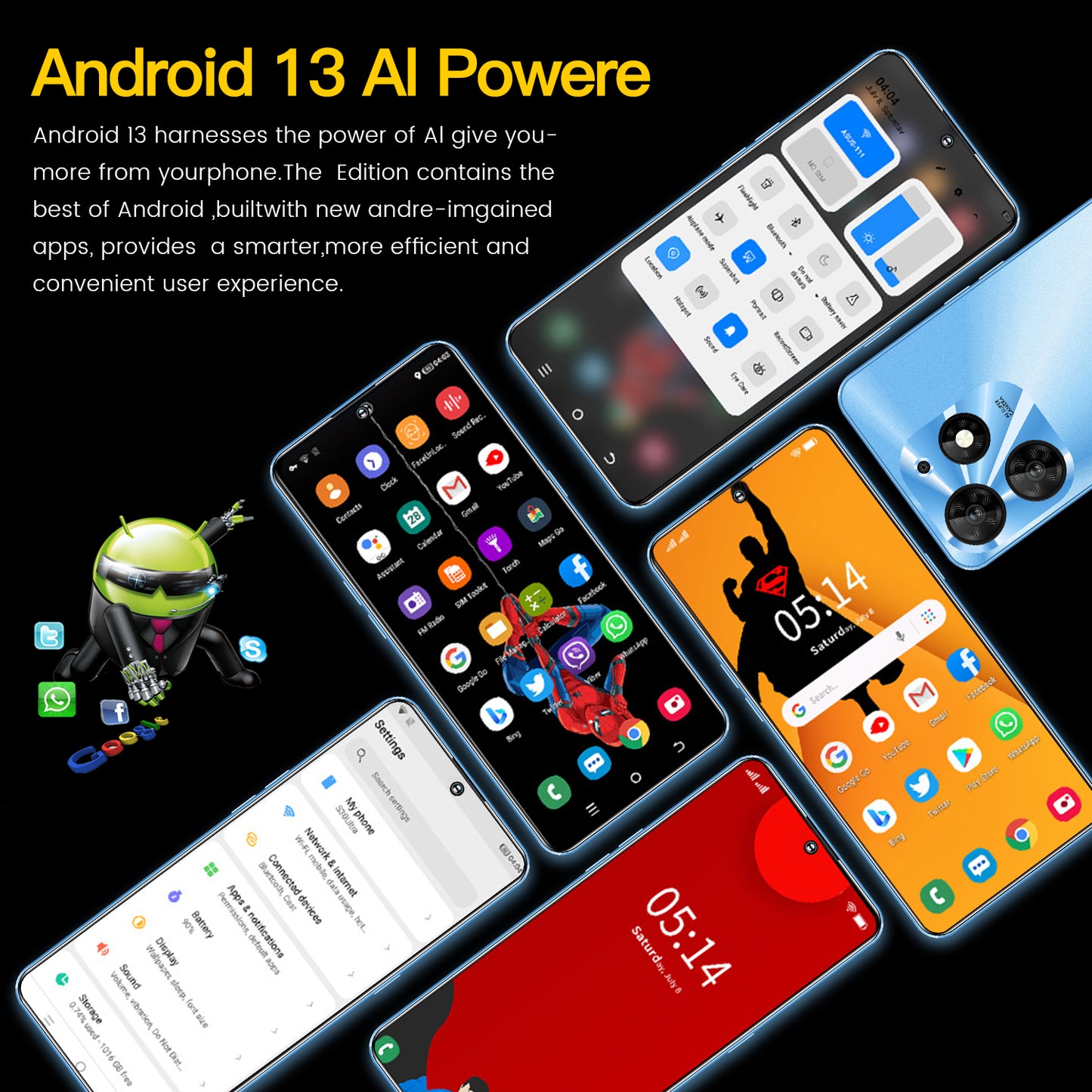2024 Cell Phone 5G C16 Pro Max 7.3inch HD Full Screen,16GB+1TB,celulares Smartphone Android 13 Mobile Phones Global Version Unlocked