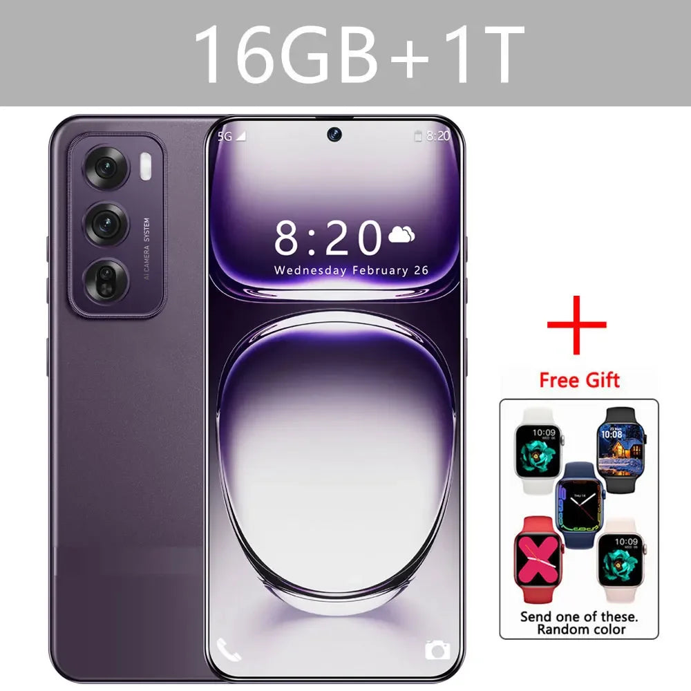 Reno12 pro Smartphone 5G Smart Mobile Phones 16GB+1TB Dual SIM Cellphones Snapdragon 8 gen 3 Android 14 Face Unlocked Cell Phone