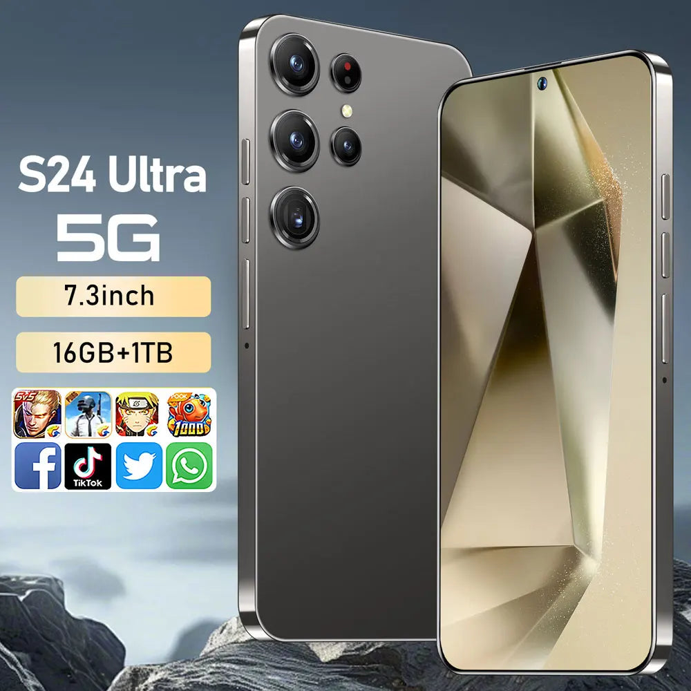 New S24 Ultra Smartphone 5G 7.3 HD Screen 16+1TB Snapdragon 8 gen 3 Dual Sim Cellphones Face ID Cell Phone Mobile Phones Android