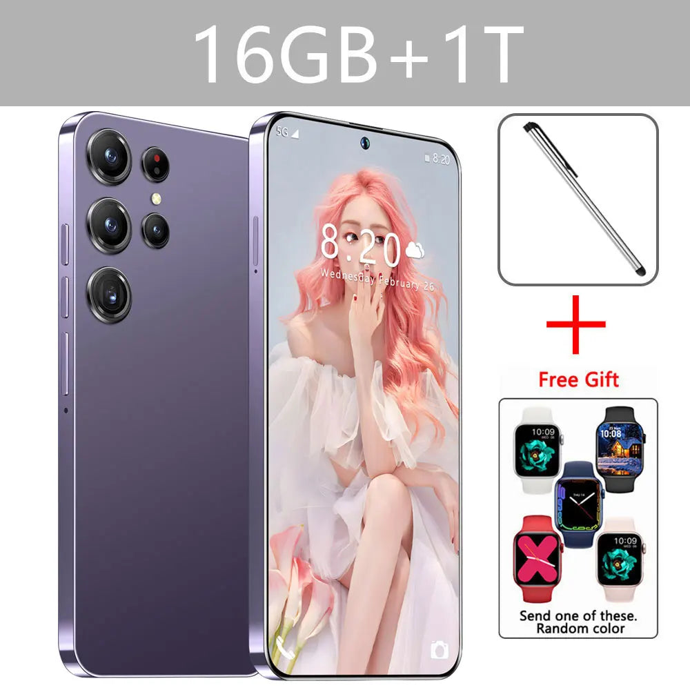 New S24 Ultra Smartphone 5G 7.3 HD Screen 16+1TB Snapdragon 8 gen 3 Dual Sim Cellphones Face ID Cell Phone Mobile Phones Android