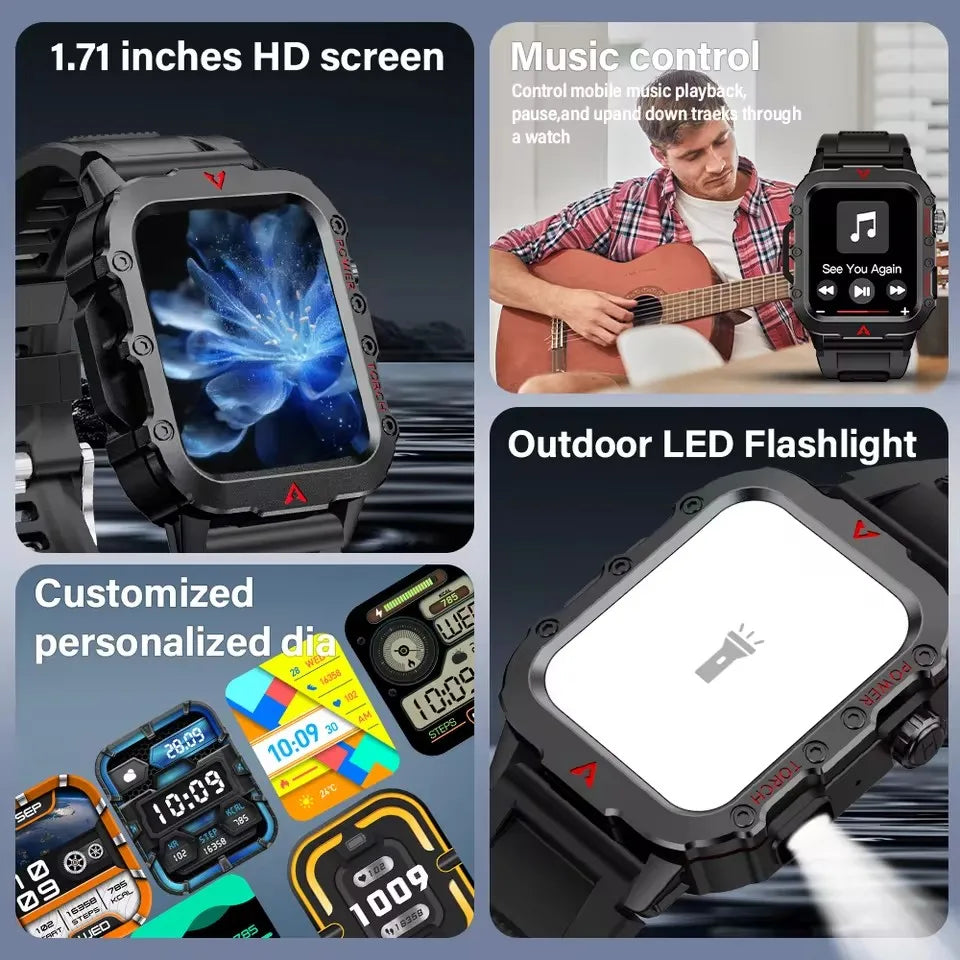 2025 Smartwatch New GPS Smart Watch Men 1.71 Inch HD Display GPS & Make/Receive Phone Calls 400mAh Battery Braceletes