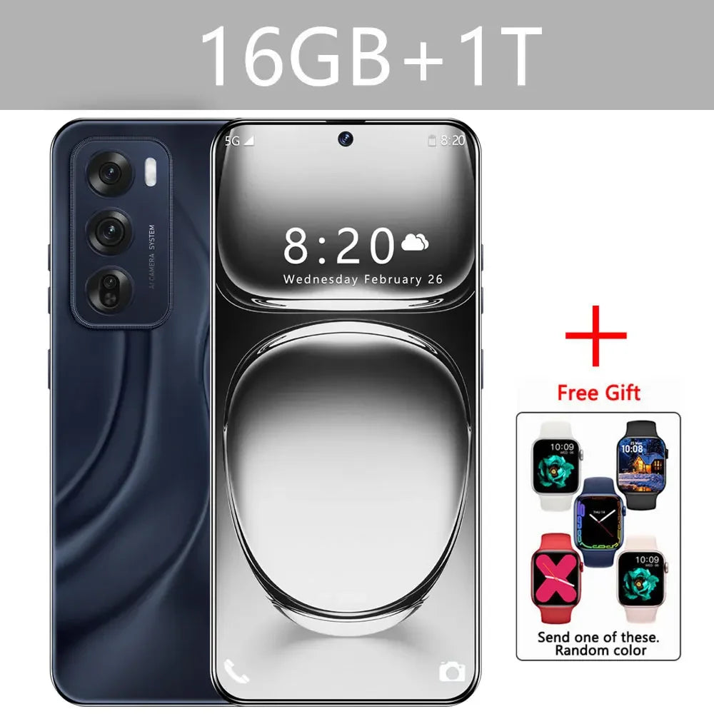 Reno12 pro Smartphone 5G Smart Mobile Phones 16GB+1TB Dual SIM Cellphones Snapdragon 8 gen 3 Android 14 Face Unlocked Cell Phone