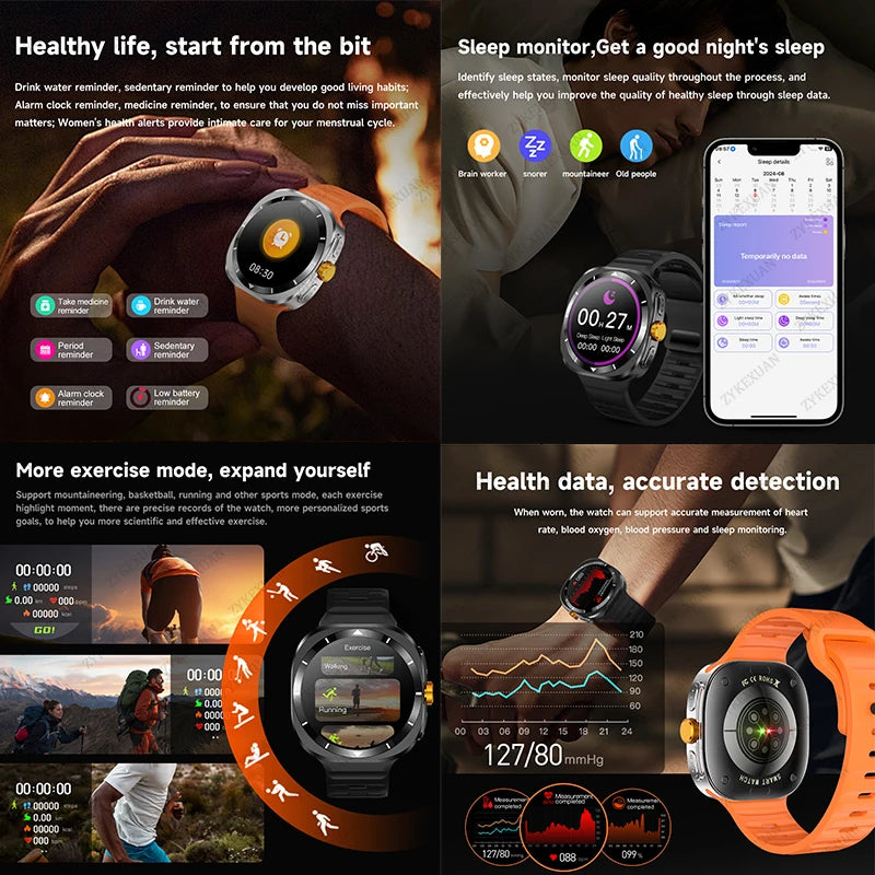 2025 New Smart Watch 7 Ultra GPS NFC Smart Watch Men 1.43 " AMOLED Always Display IP68 BT Call Sports Smartwatches