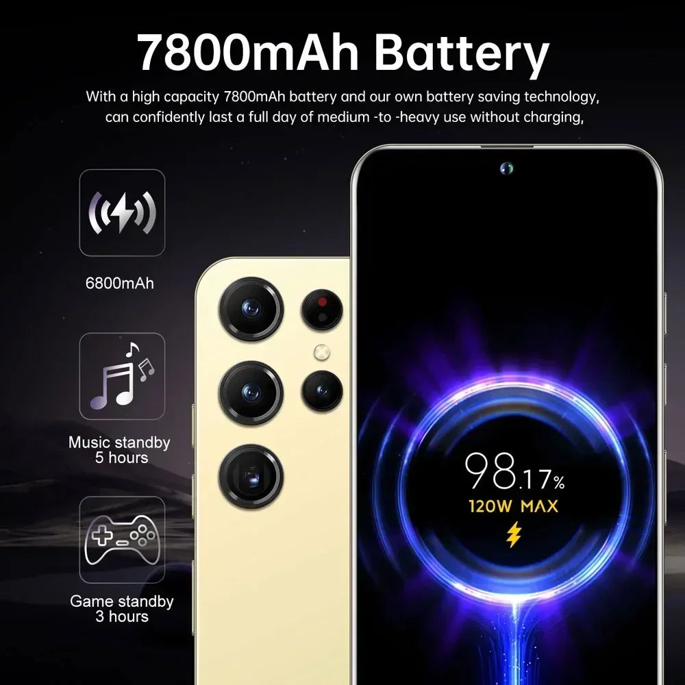 New S24 Ultra Smartphone 5G 7.3 HD Screen 16+1TB Snapdragon 8 gen 3 Dual Sim Cellphones Face ID Cell Phone Mobile Phones Android