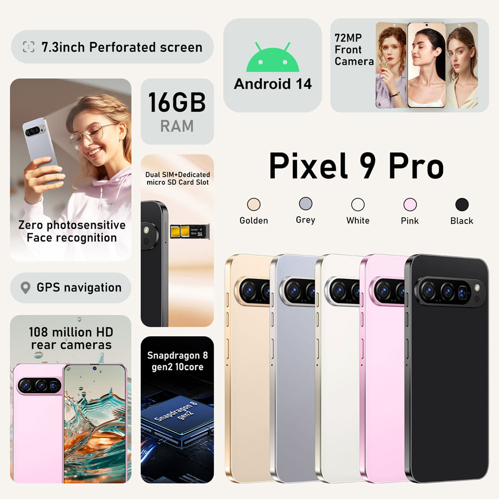 New Pixel 9 Pro Smartphone 7.3HD Cellphones Android 15 Dual Sim Original Mobile Phones 8800mAh Cell Phone 5G Global Version