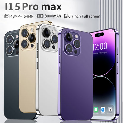 I15 Pro Max Smartphone Android 6.7 pouces téléphones portables reconnaissance faciale 16GB + 1TB téléphones mobiles intelligents Version mondiale 4G 5G téléphone portable 