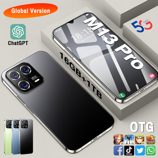 2024 New Original Unlocked M13 Pro Mobile Phone 7.3HD 16+1T SmartPhone 3G/4G/5G Dual Sim 48MP+108MP 7800Mah Android 13 Brand