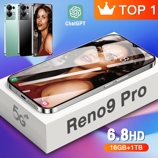 Global Version Reno9 Pro Smartphone 5G Android 6.8inch HD Full Screen 16GB+1TB Mobile Phones Dual SIM Cards Cell Phone Brand New