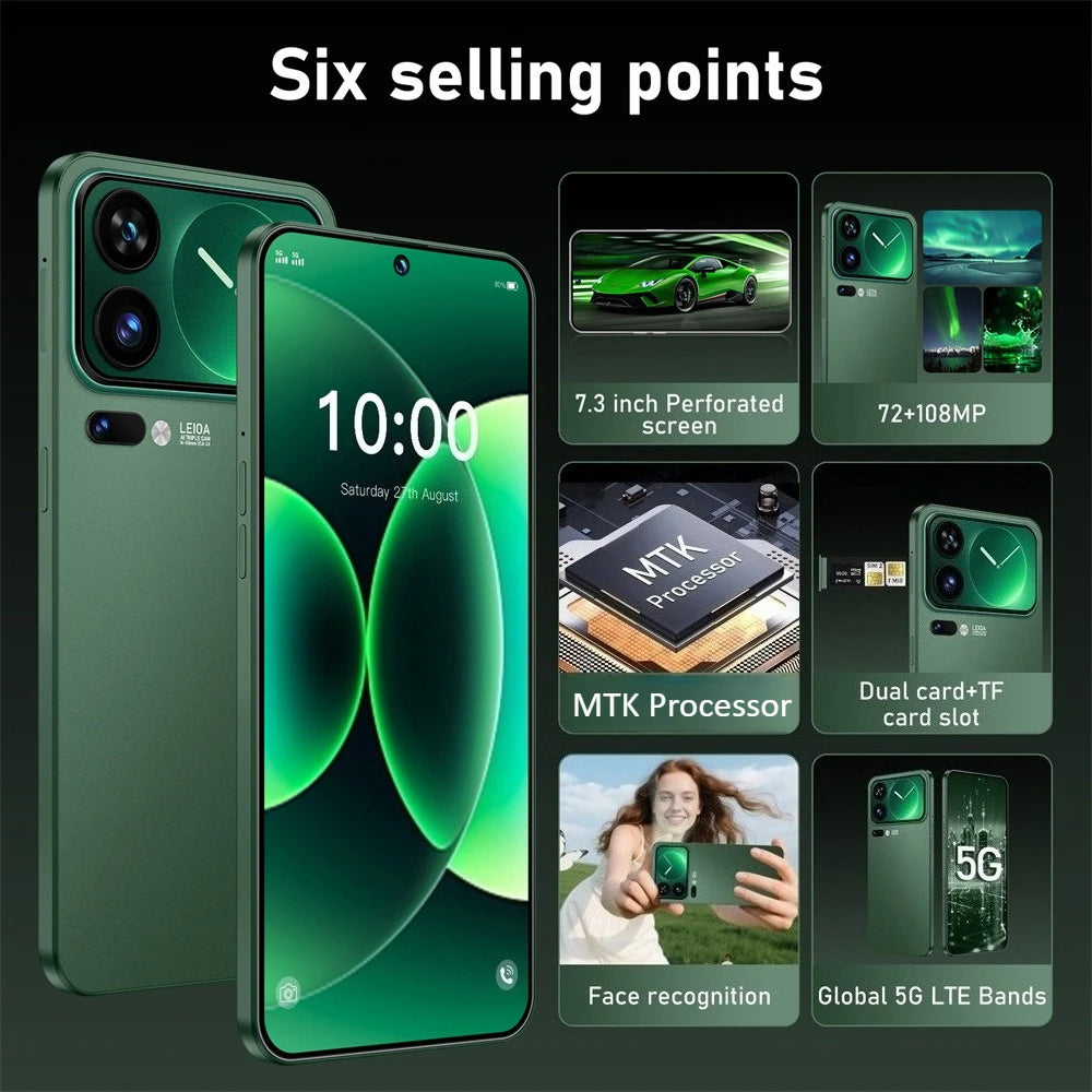 Brand New 17 Pro Max Mobile Phones 7.3inch 5G Smartphone Android Global Version 7800mAh GPS Wifi Smart Cell Phone Dual SIM
