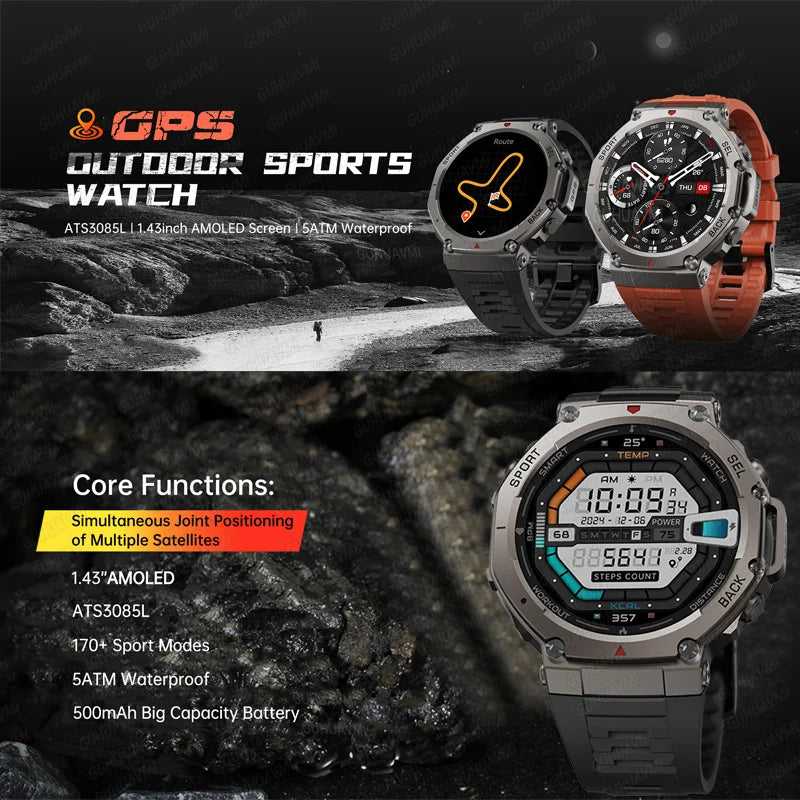 CHOTOG GPS Smart Watch 10ATM Waterproof Built-in Dual-band GNSS Compass Military Sport Smartwatch Men 2025 New