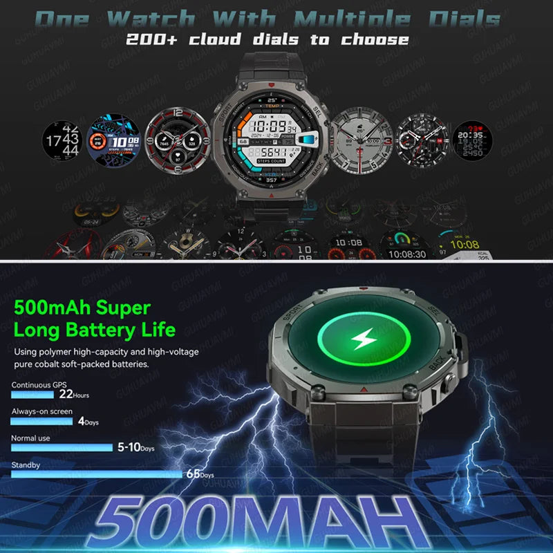 CHOTOG GPS Smart Watch 10ATM Waterproof Built-in Dual-band GNSS Compass Military Sport Smartwatch Men 2025 New