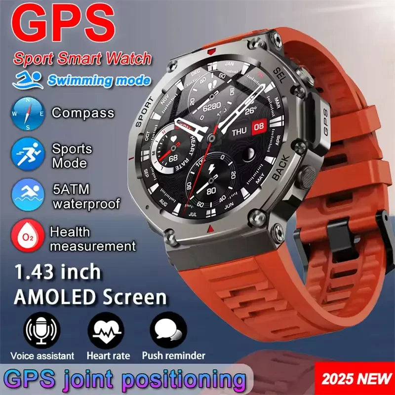 CHOTOG GPS Smart Watch 10ATM Waterproof Built-in Dual-band GNSS Compass Military Sport Smartwatch Men 2025 New