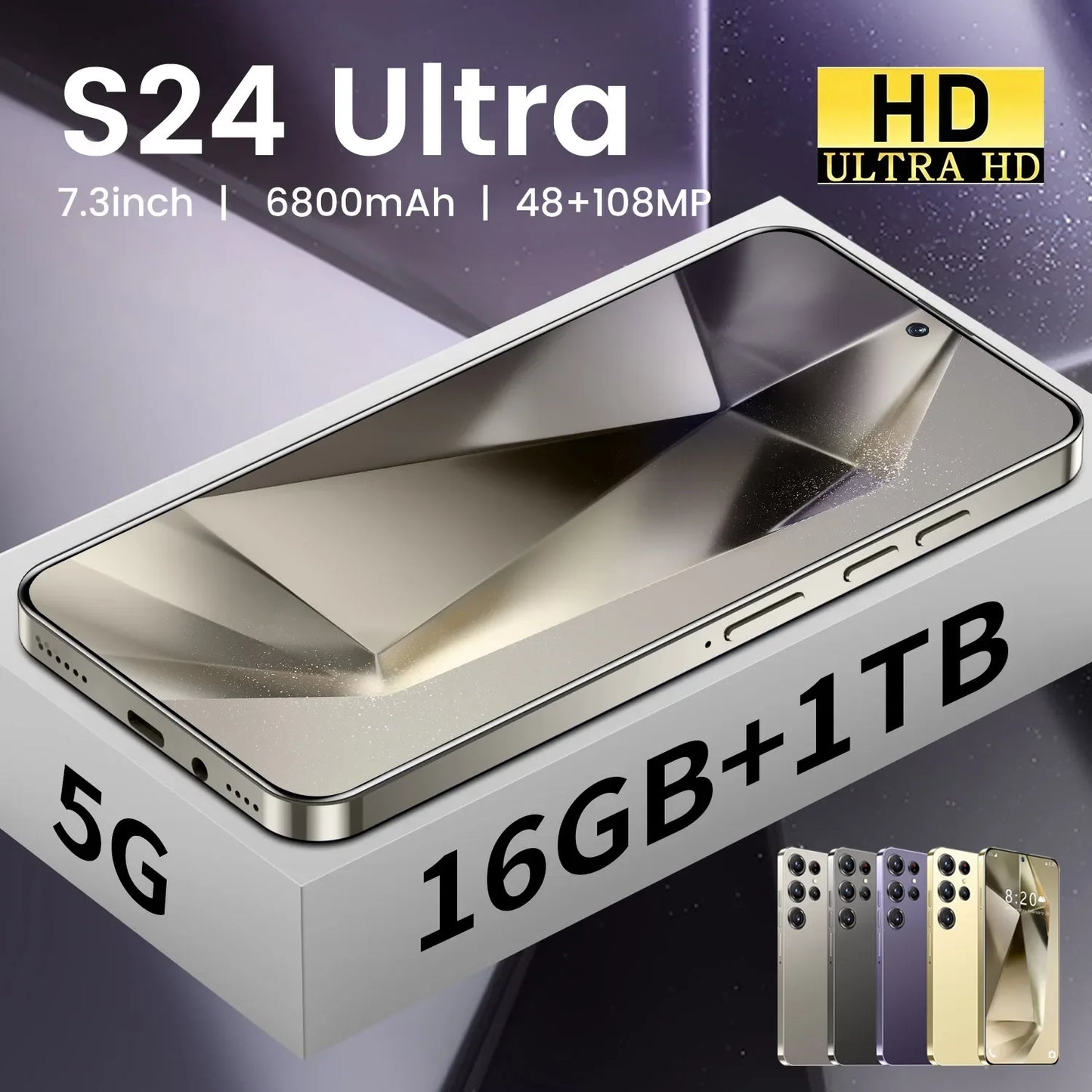 S24 Ultra 7.3'' 5G Original Smartphone 7800mAh Snapdragon 8 Gen 3 Cell Phone Android 14 Smart Mobile Phones Global Cellphones