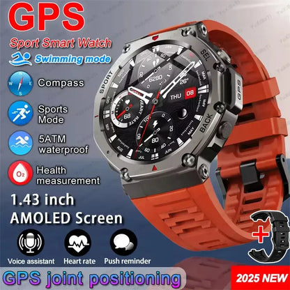 CHOTOG GPS Smart Watch 10ATM Waterproof Built-in Dual-band GNSS Compass Military Sport Smartwatch Men 2025 New