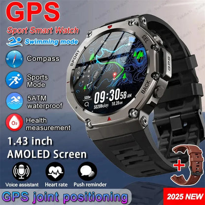 CHOTOG GPS Smart Watch 10ATM Waterproof Built-in Dual-band GNSS Compass Military Sport Smartwatch Men 2025 New