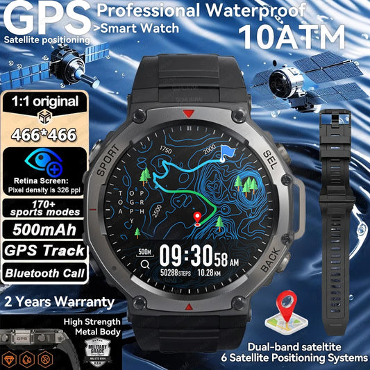 CHOTOG GPS Smart Watch 10ATM Waterproof Built-in Dual-band GNSS Compass Military Sport Smartwatch Men 2025 New For Xiaomi Ultra