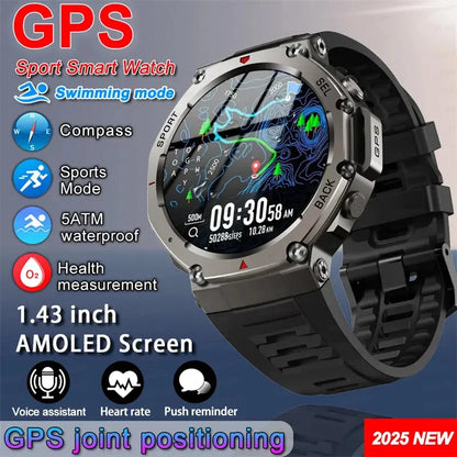 CHOTOG GPS Smart Watch 10ATM Waterproof Built-in Dual-band GNSS Compass Military Sport Smartwatch Men 2025 New